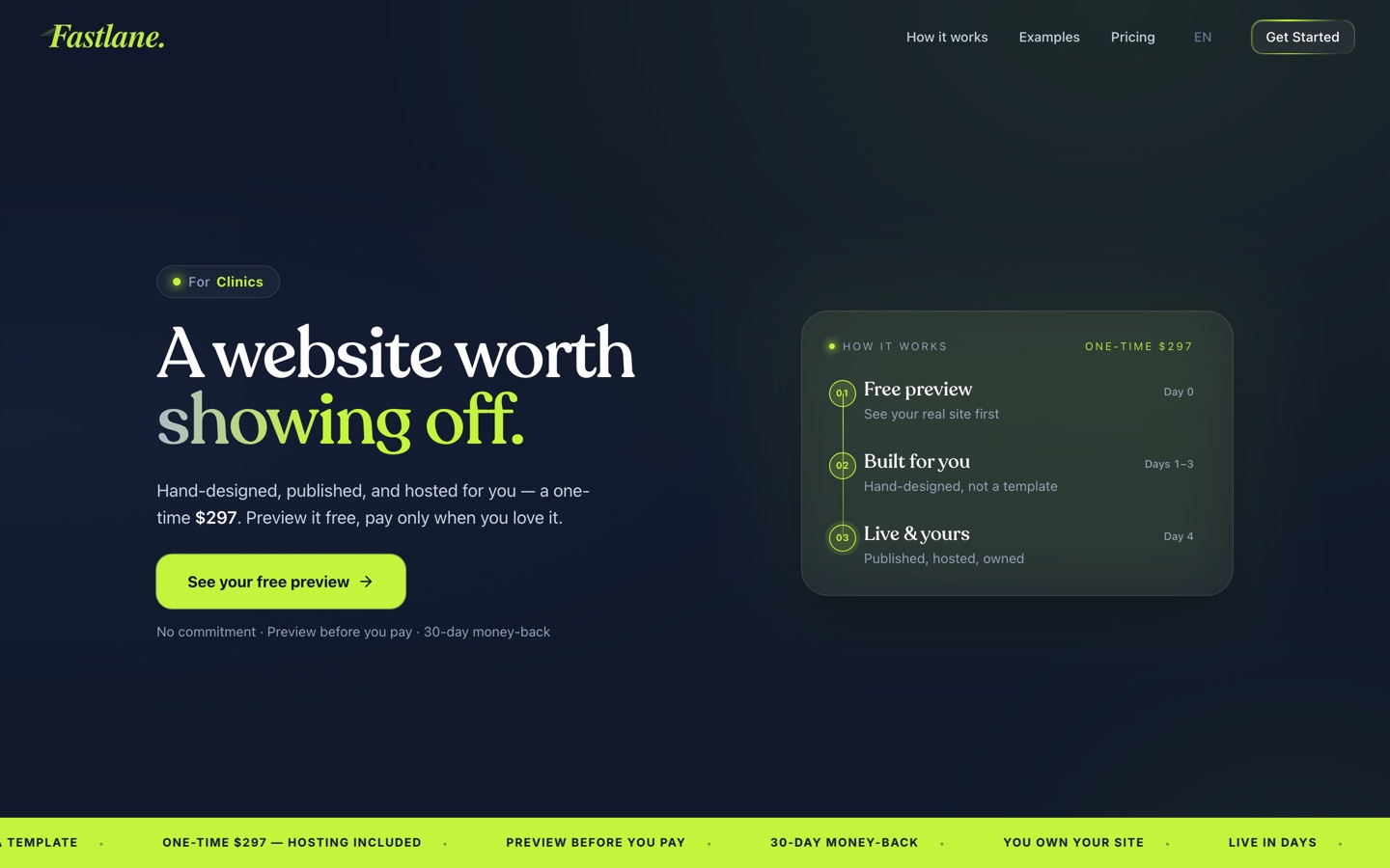 Fastlane — the live product at fastlanesites.com