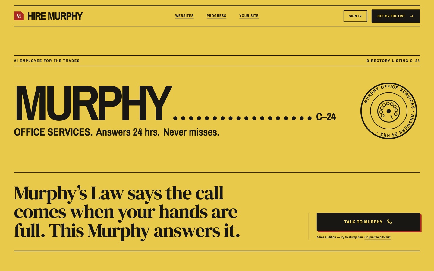 Hire Murphy — the live product at hiremurphy.com