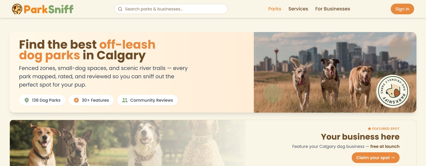 ParkSniff — the live product at parksniff.ca