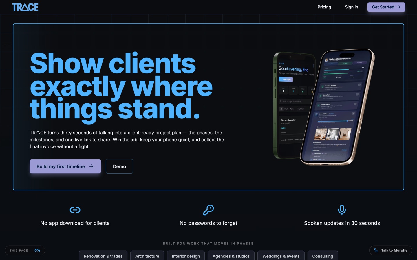 TR△CE — the live product at tr4ce.app